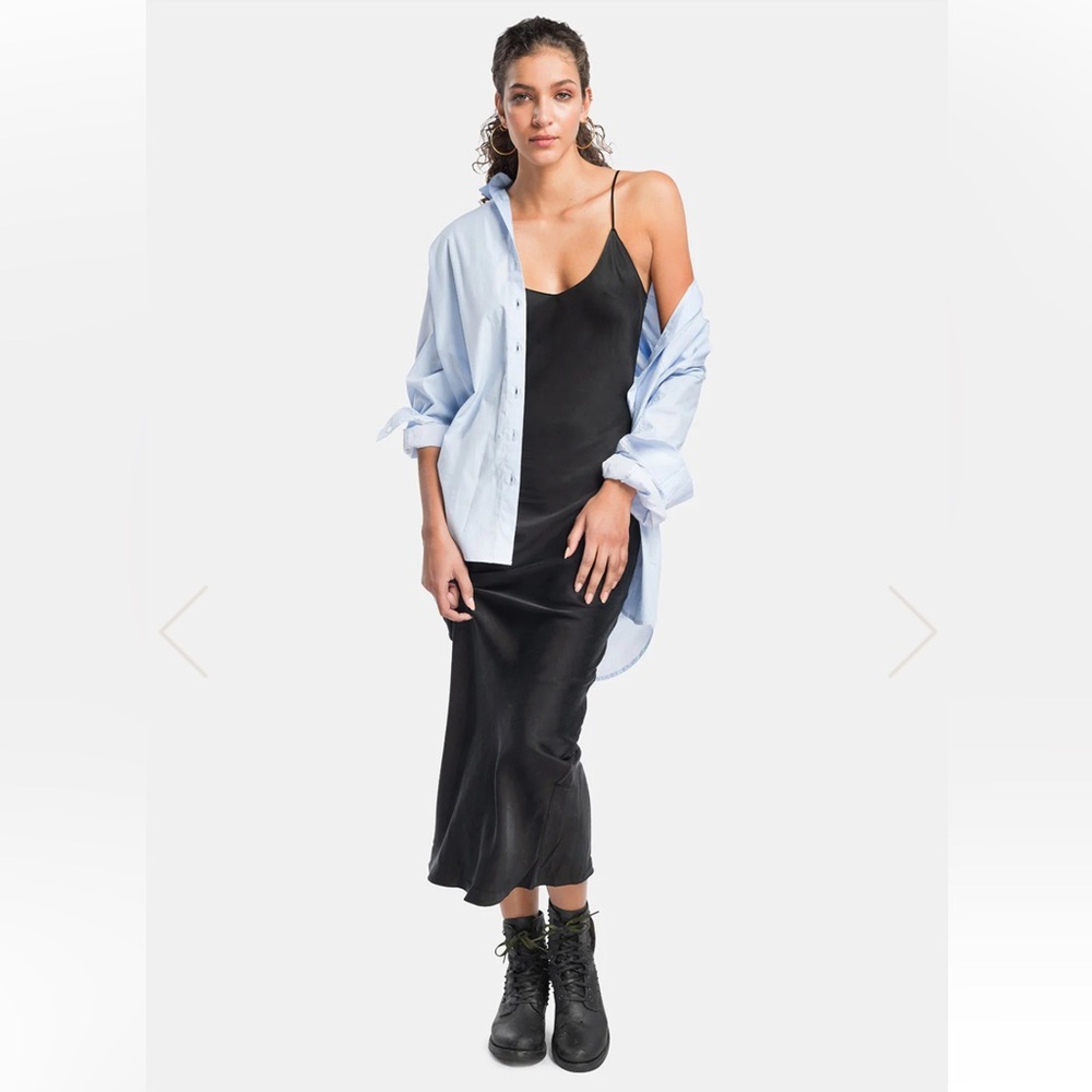 Black satin slip dress NEW